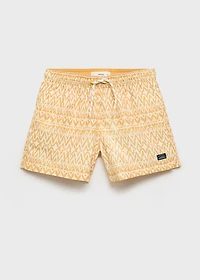 Printed swimsuit with drawstring