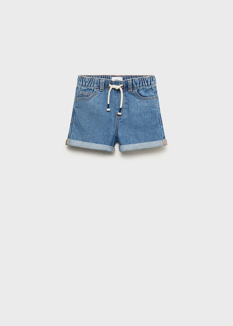 Drawstring denim Bermuda shorts
