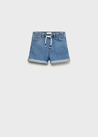 Drawstring denim Bermuda shorts
