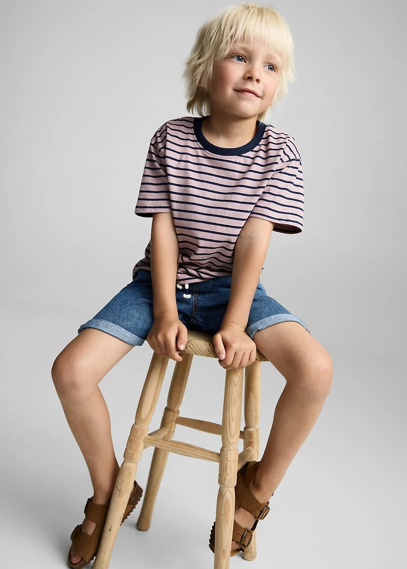 Drawstring denim Bermuda shorts