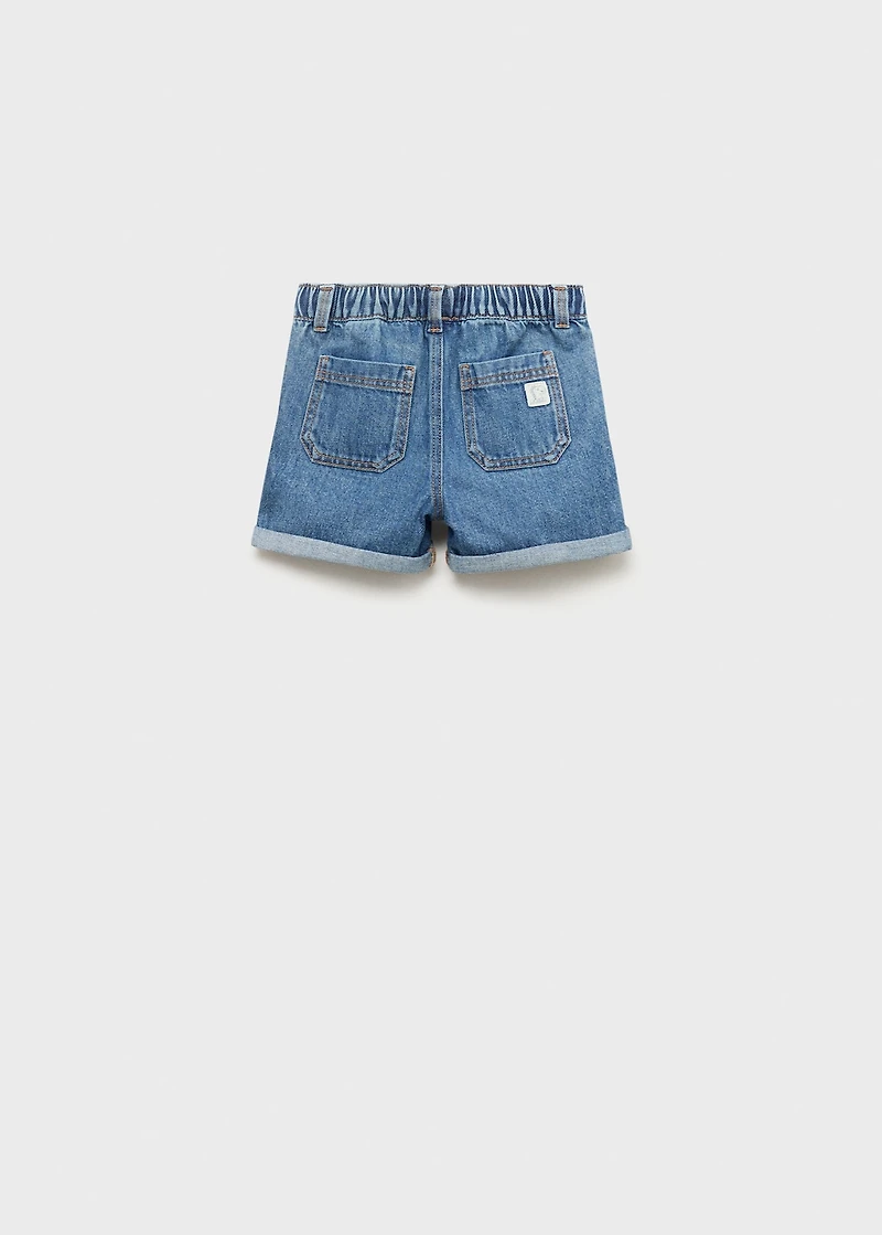 Drawstring denim Bermuda shorts