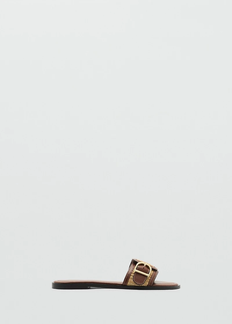 Raffia sandals with buckle and strap