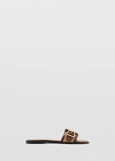 Raffia sandals with buckle and strap