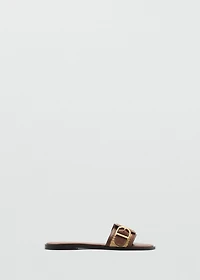 Raffia sandals with buckle and strap
