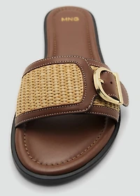 Raffia sandals with buckle and strap