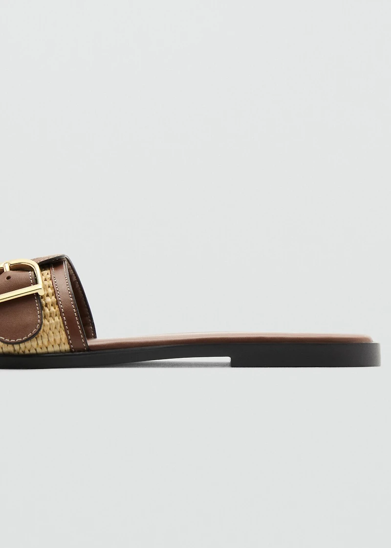Raffia sandals with buckle and strap