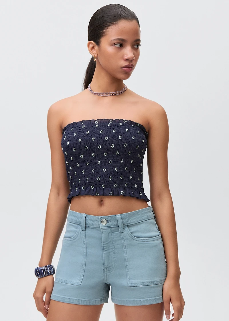 Straight-fit denim shorts