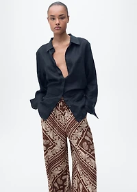 Paisley-print wide leg pants