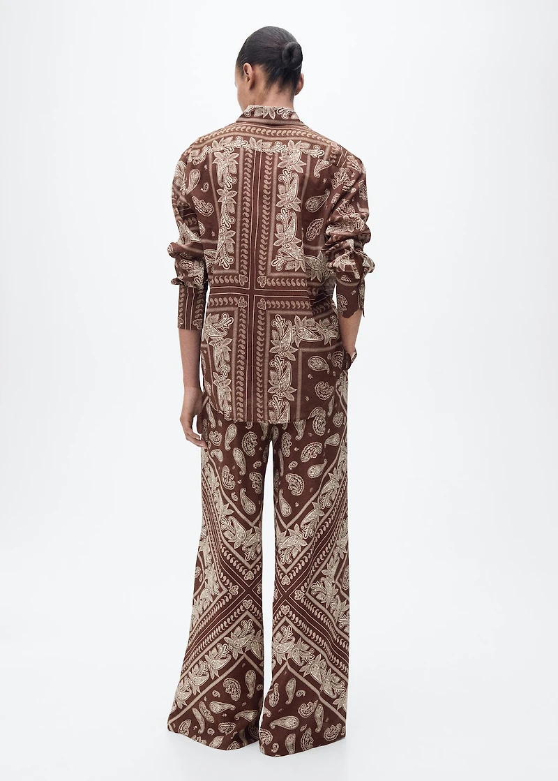 Paisley-print wide leg pants