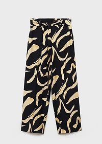 Printed straight-fit pants with belt