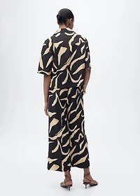 Printed straight-fit pants with belt