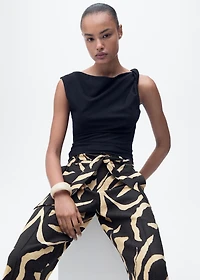 Printed straight-fit pants with belt