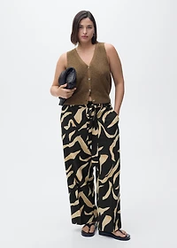Printed straight-fit pants with belt
