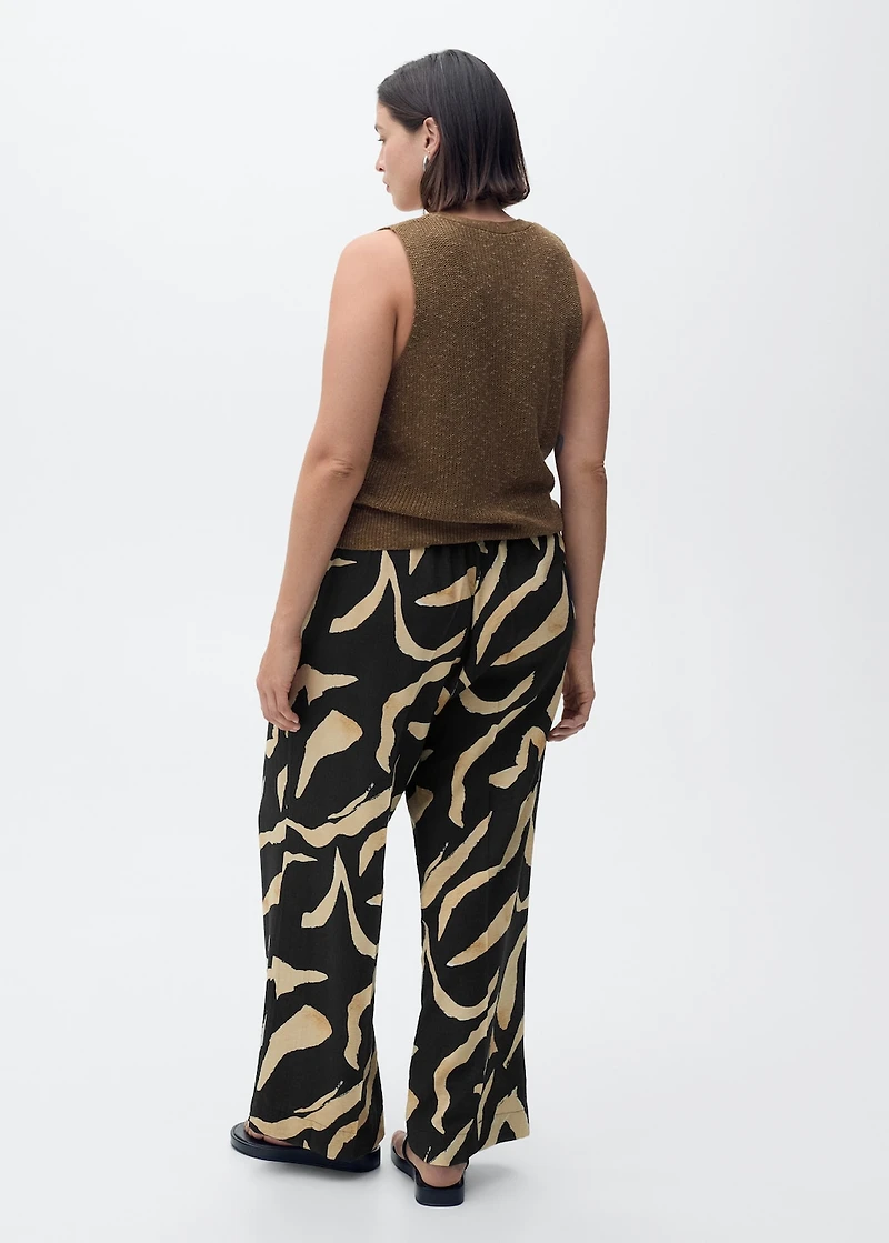 Printed straight-fit pants with belt