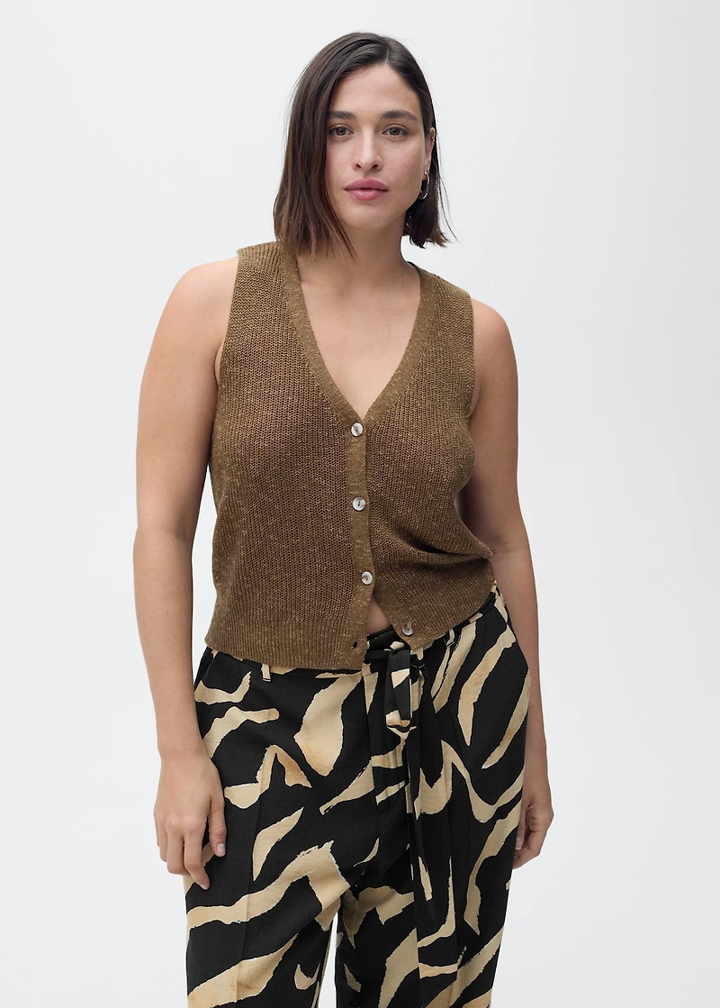 Printed straight-fit pants with belt