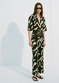 Printed straight-fit pants with belt