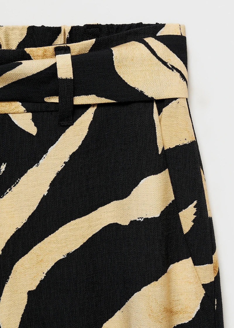 Printed straight-fit pants with belt