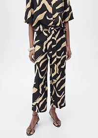 Printed straight-fit pants with belt