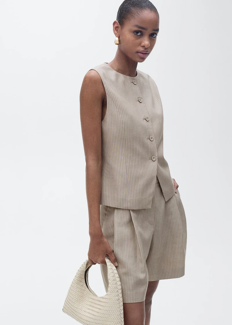 Striped lyocell suit vest