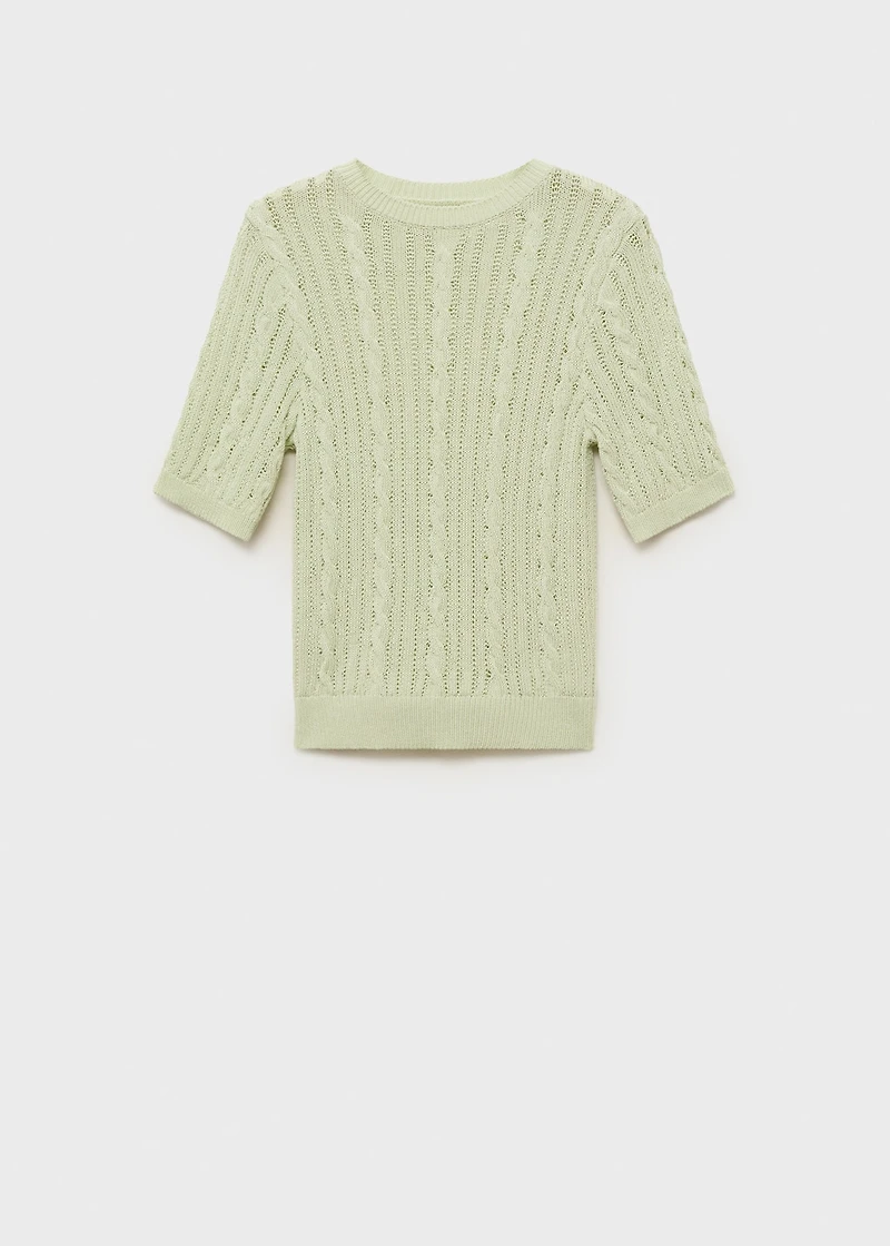 Short-sleeved cable-knit sweater