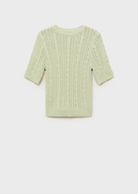 Short-sleeved cable-knit sweater