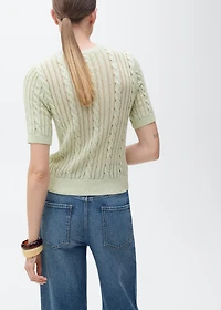 Short-sleeved cable-knit sweater