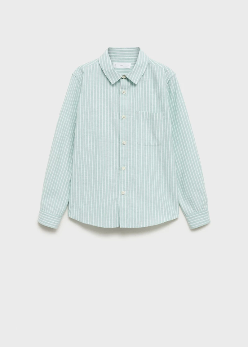 Striped linen-blend shirt