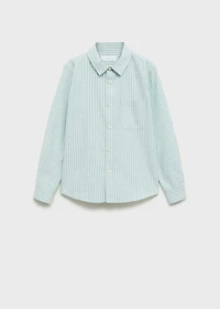 Striped linen-blend shirt