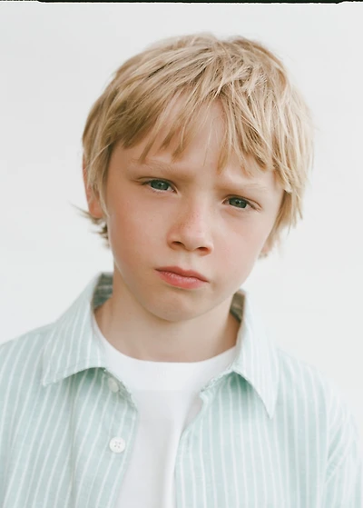 Striped linen-blend shirt