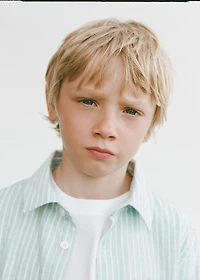 Striped linen-blend shirt