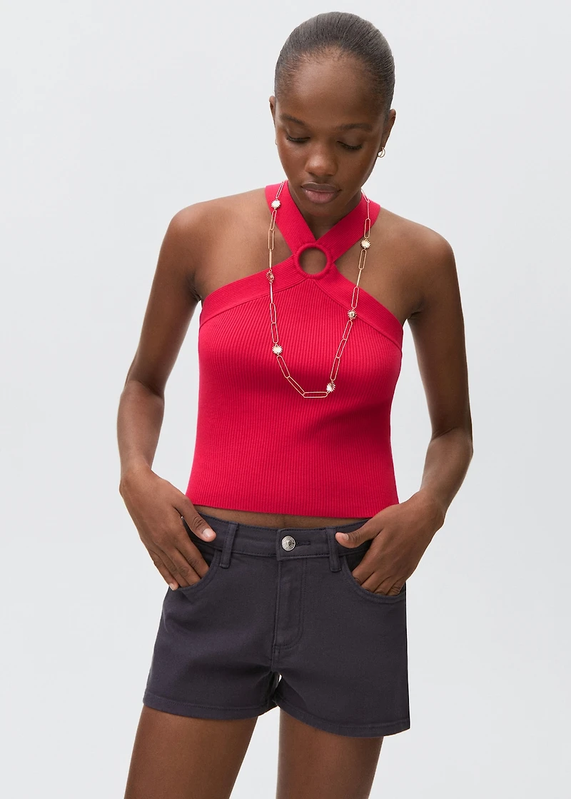 Halter-neck knitted top