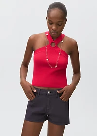 Halter-neck knitted top