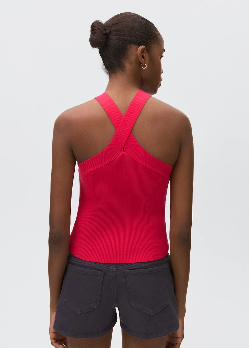 Halter-neck knitted top