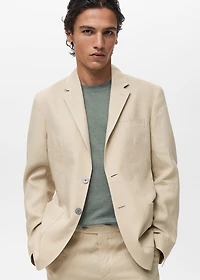 100% linen blazer with patch pockets