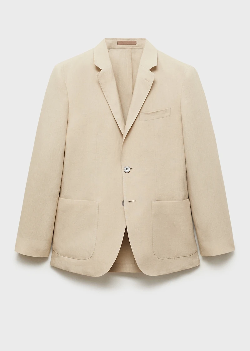 100% linen blazer with patch pockets