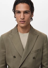 Slim-fit linen-blend double-breasted blazer