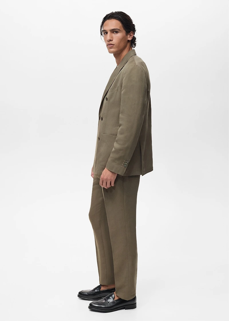 Slim-fit linen-blend double-breasted blazer