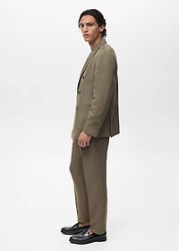 Slim-fit linen-blend double-breasted blazer