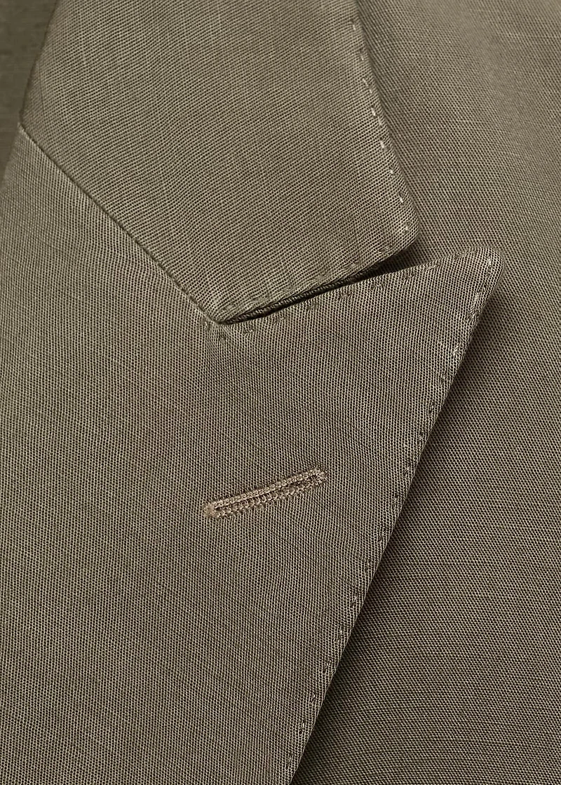 Slim-fit linen-blend double-breasted blazer