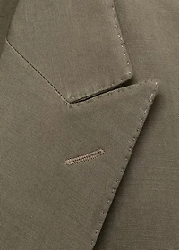 Slim-fit linen-blend double-breasted blazer