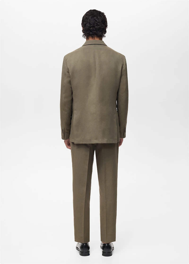 Slim-fit linen-blend double-breasted blazer