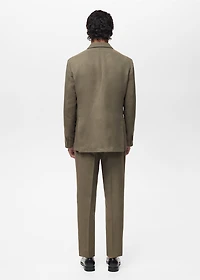 Slim-fit linen-blend double-breasted blazer