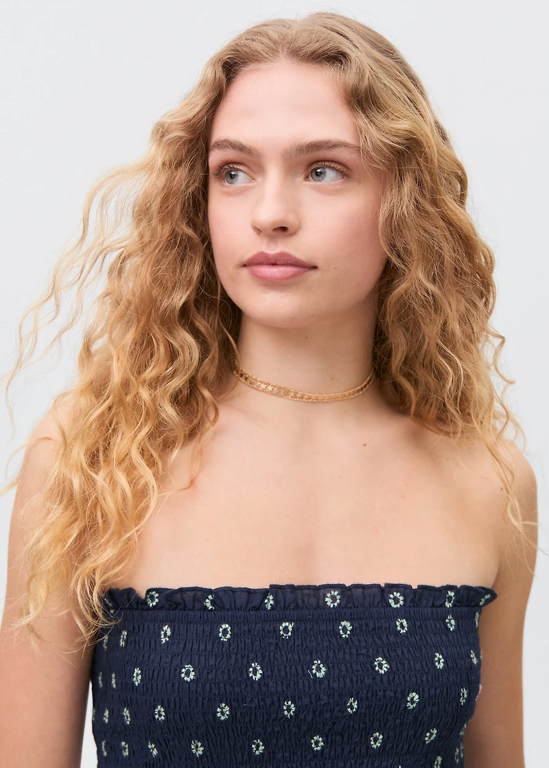 Ruched strapless top