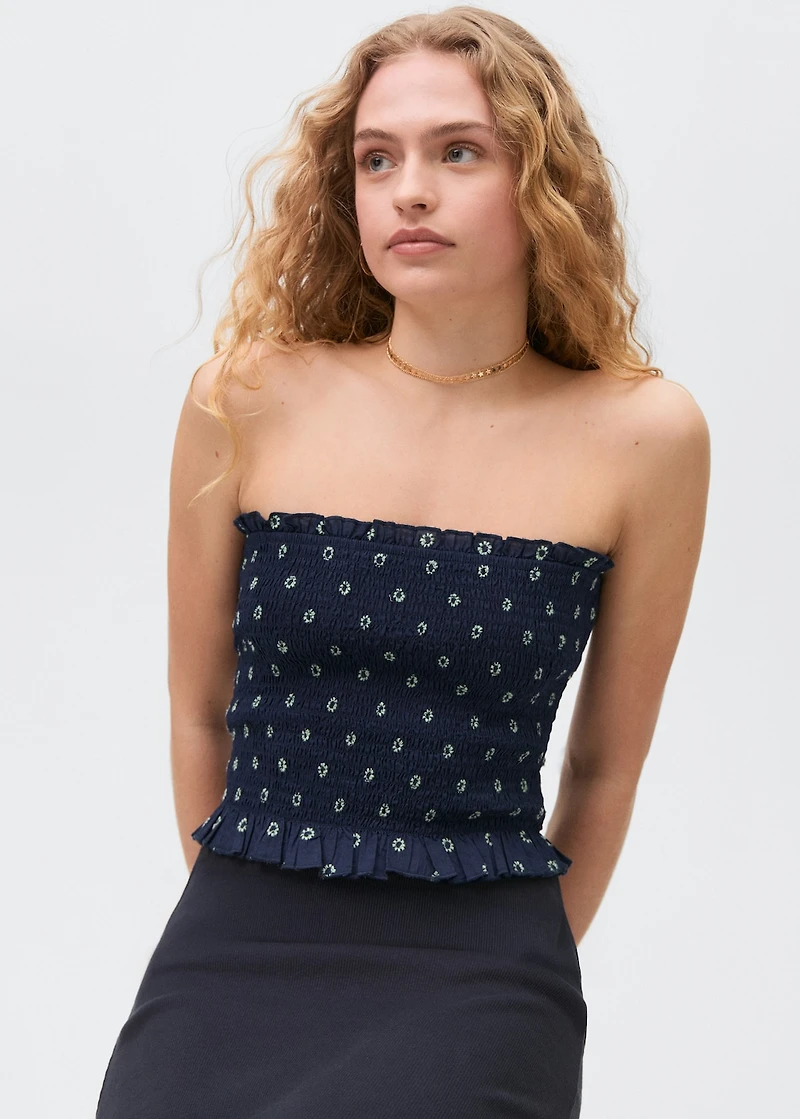 Ruched strapless top