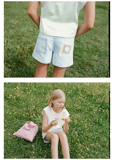 Combined crochet shorts