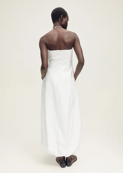 Strapless dress with puffed hem