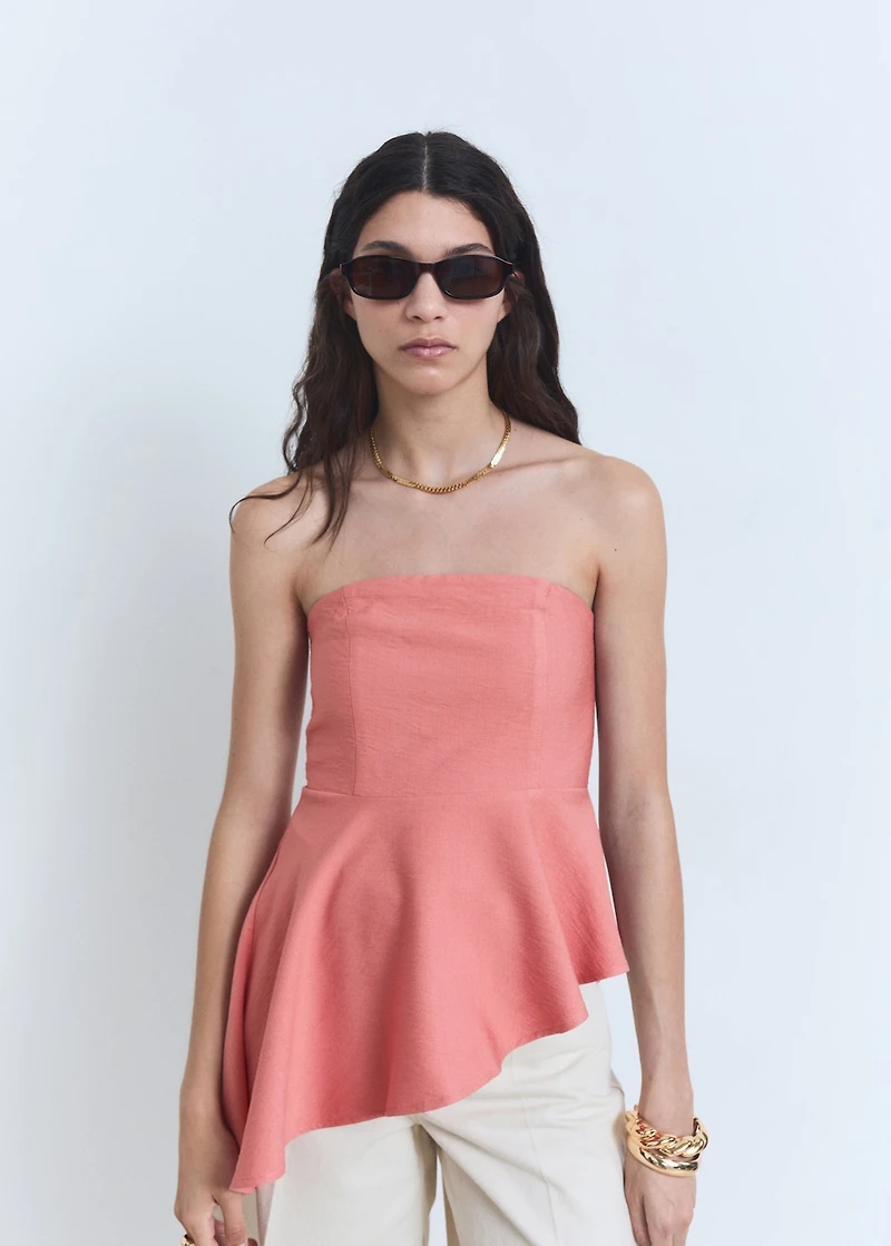 Asymmetrical strapless top
