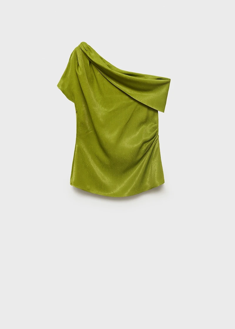 Satin blouse with asymmetrical neck