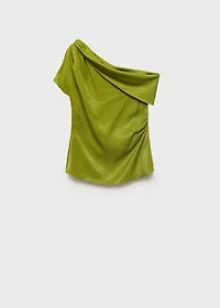 Satin blouse with asymmetrical neck