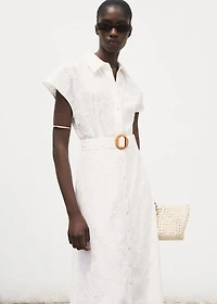 Embroidered shirt dress with belt